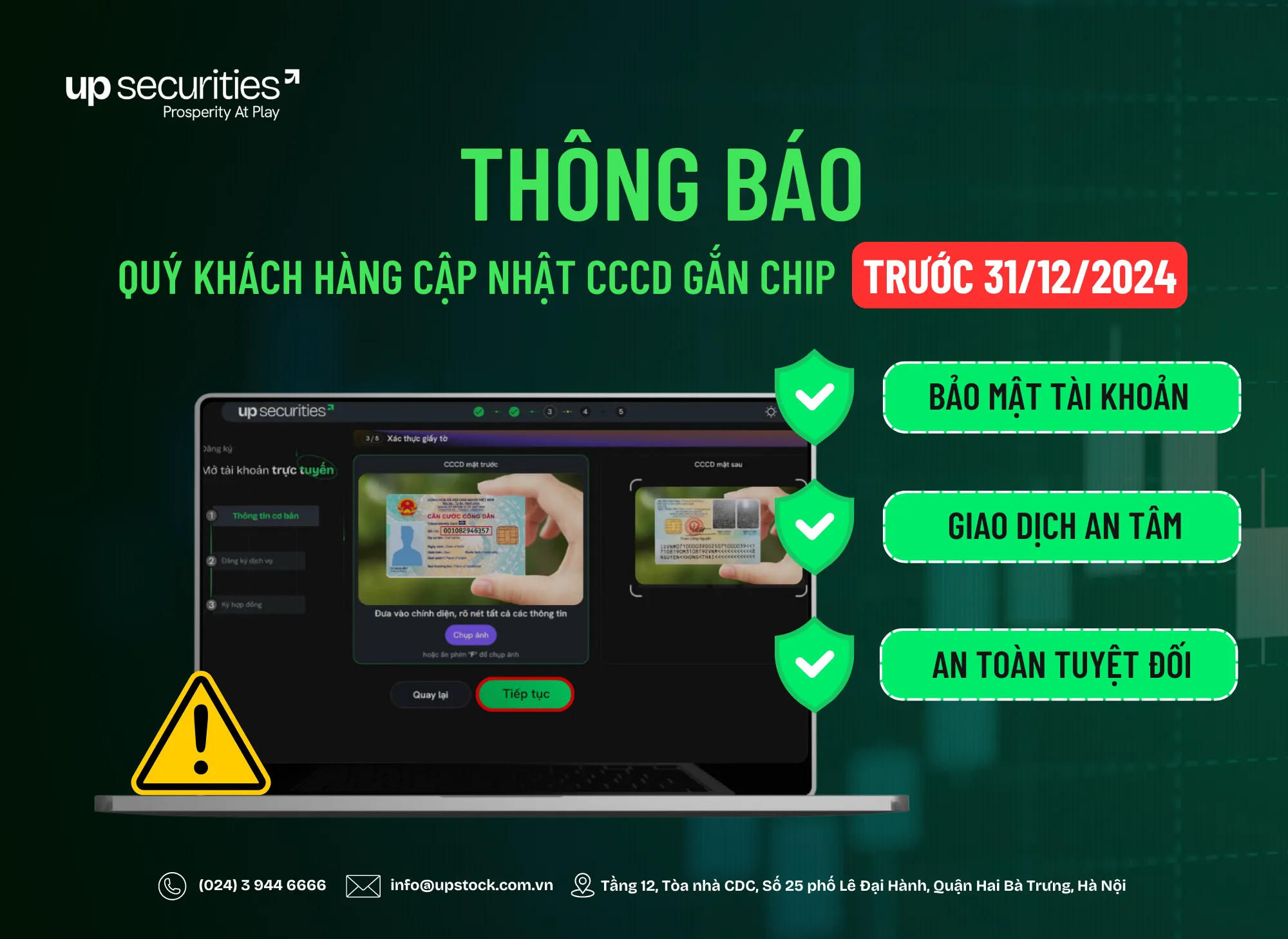 Thông báo về việc cập nhật Căn cước công dân của tài khoản giao dịch chứng khoán