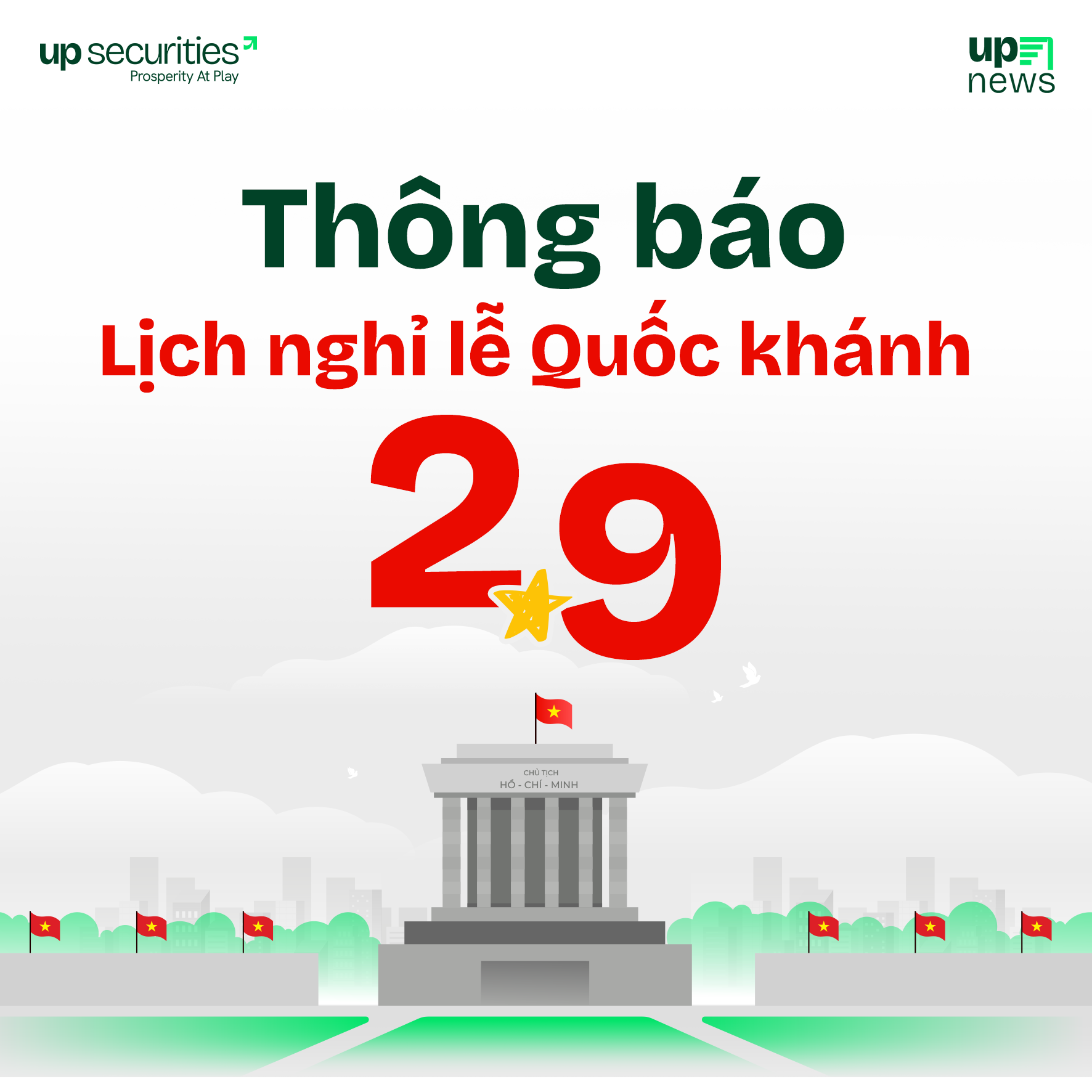 UPSC | THÔNG BÁO LỊCH NGHỈ LỄ QUỐC KHÁNH 2/9